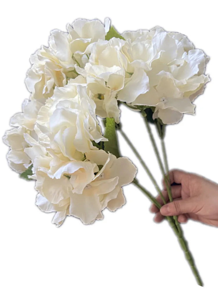Silk Hydrangea Bouquet – 5-Head Artificial Flower Stem 45cm Artificial Flower Stem Axl Champagne