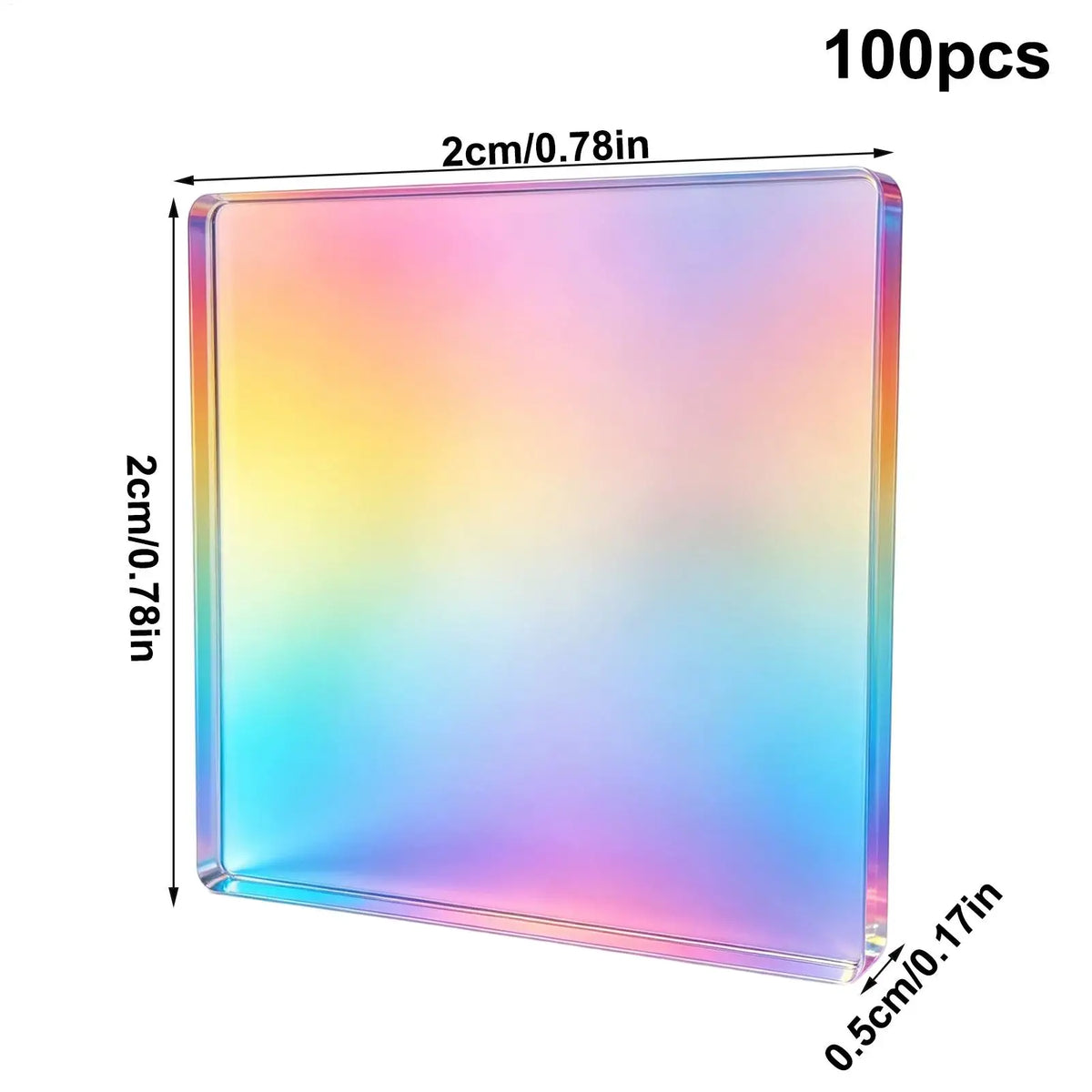 100Pcs Holographic Iridescent Acrylic Squares | Rainbow Craft Tiles Acrylic Craft Tiles Axl
