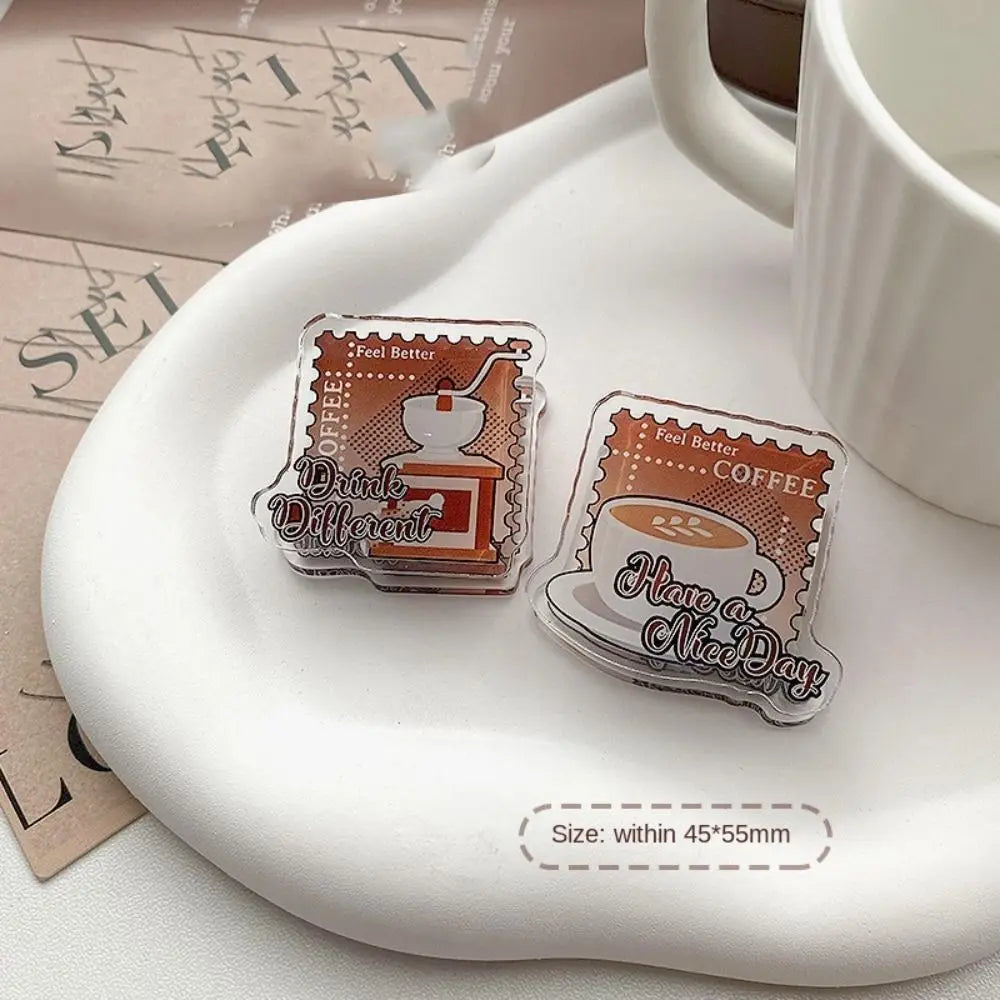 Kawaii Coffee Acrylic Binder Clips – Cute Vintage Paper Clips Set Acrylic Paper Clips Axl style 4