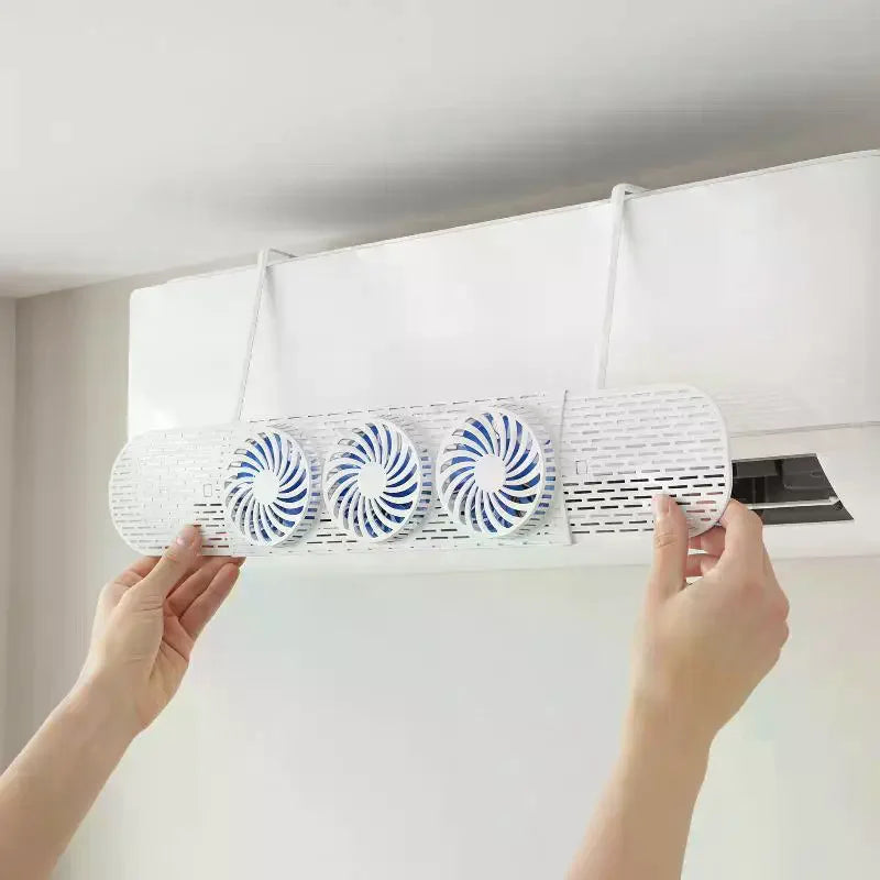 AC Wind Deflector with 3 Fans – Tool-Free Wall Mount Air Baffle AC Wind Deflector Axl