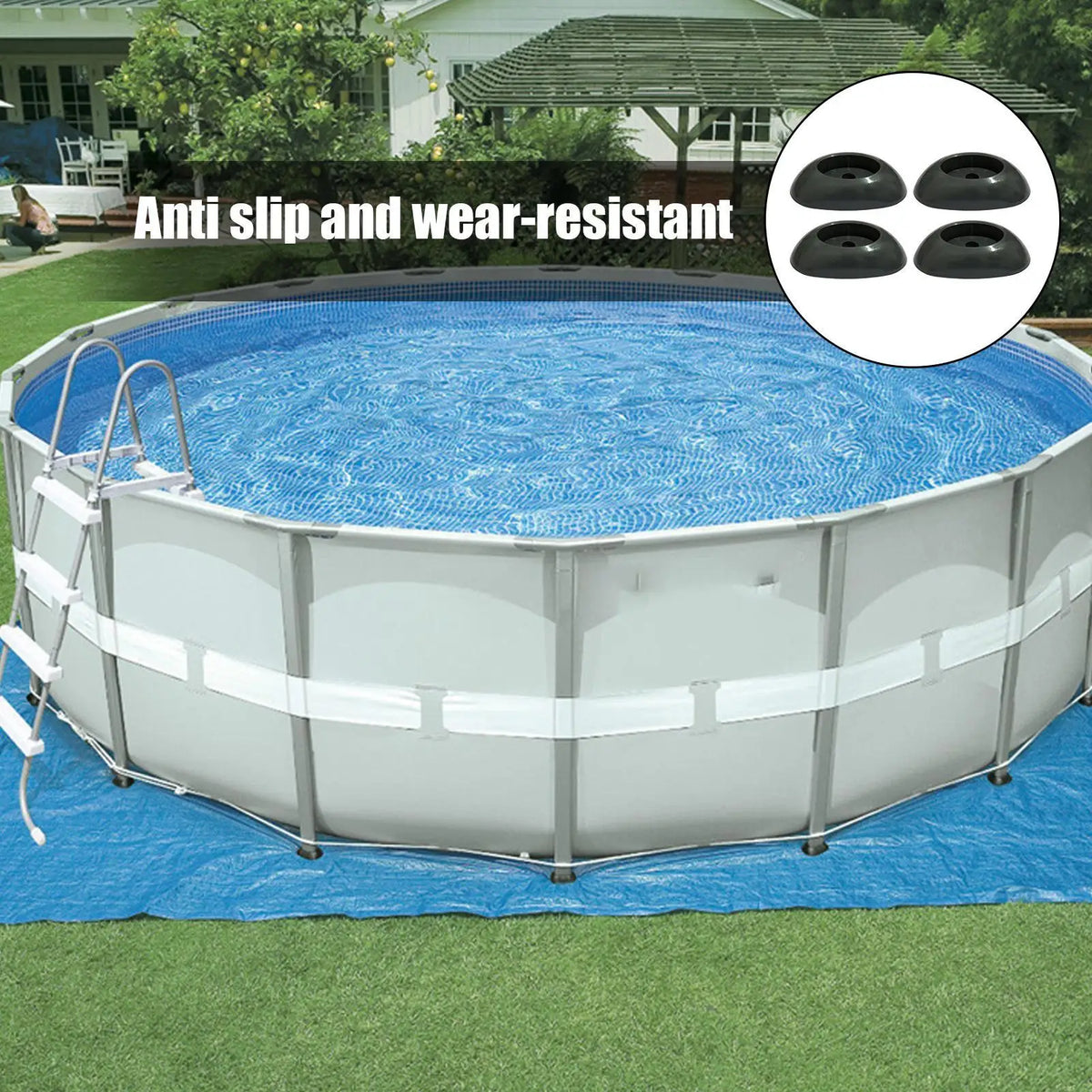 PVC Anti-Slip Pool Support Leg Caps – Universal End Caps 4pk Pool Frame Accessories Axl