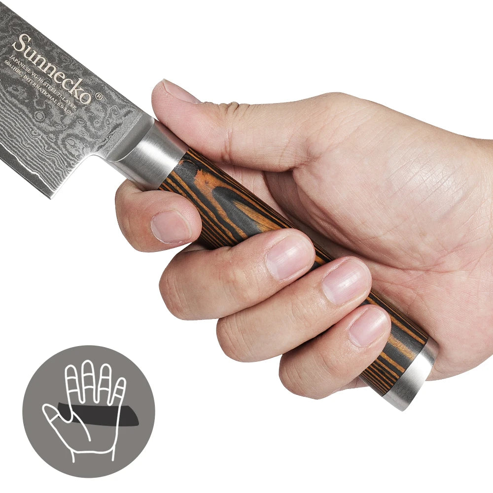 Sunnecko Damascus Chef Knife Set – VG10 Steel & Pakkawood Damascus Chef Knife Set Axl