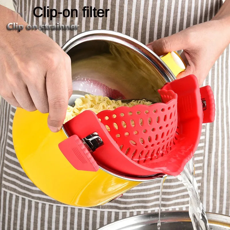 Clip-On Silicone Pot Strainer & Anti-Spill Water Drainer Pot Strainer Axl