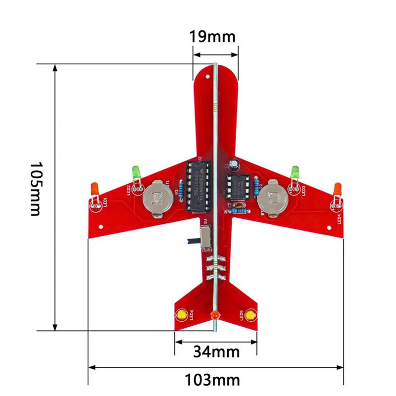 CD4017 Airplane Flow Lamp DIY LED Electronics Soldering Kit DIY Electronics Kit Axl