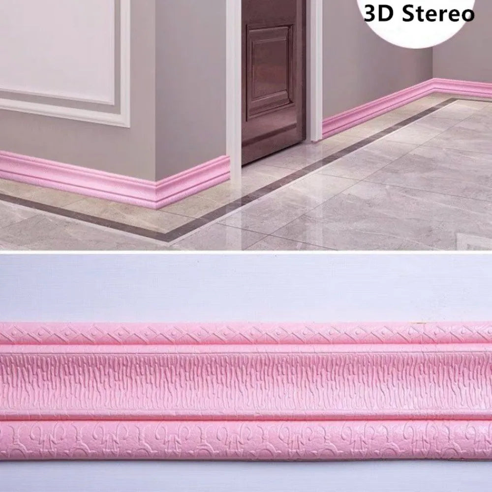 2.3m 3D Self-Adhesive Wall Trim Skirting Border Strip Decor Wall Border Trim Axl