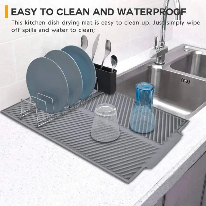 Silicone Dish Drying Mat – Non-Slip Heat-Resistant Drain Pad Kitchen Drying Mat Axl