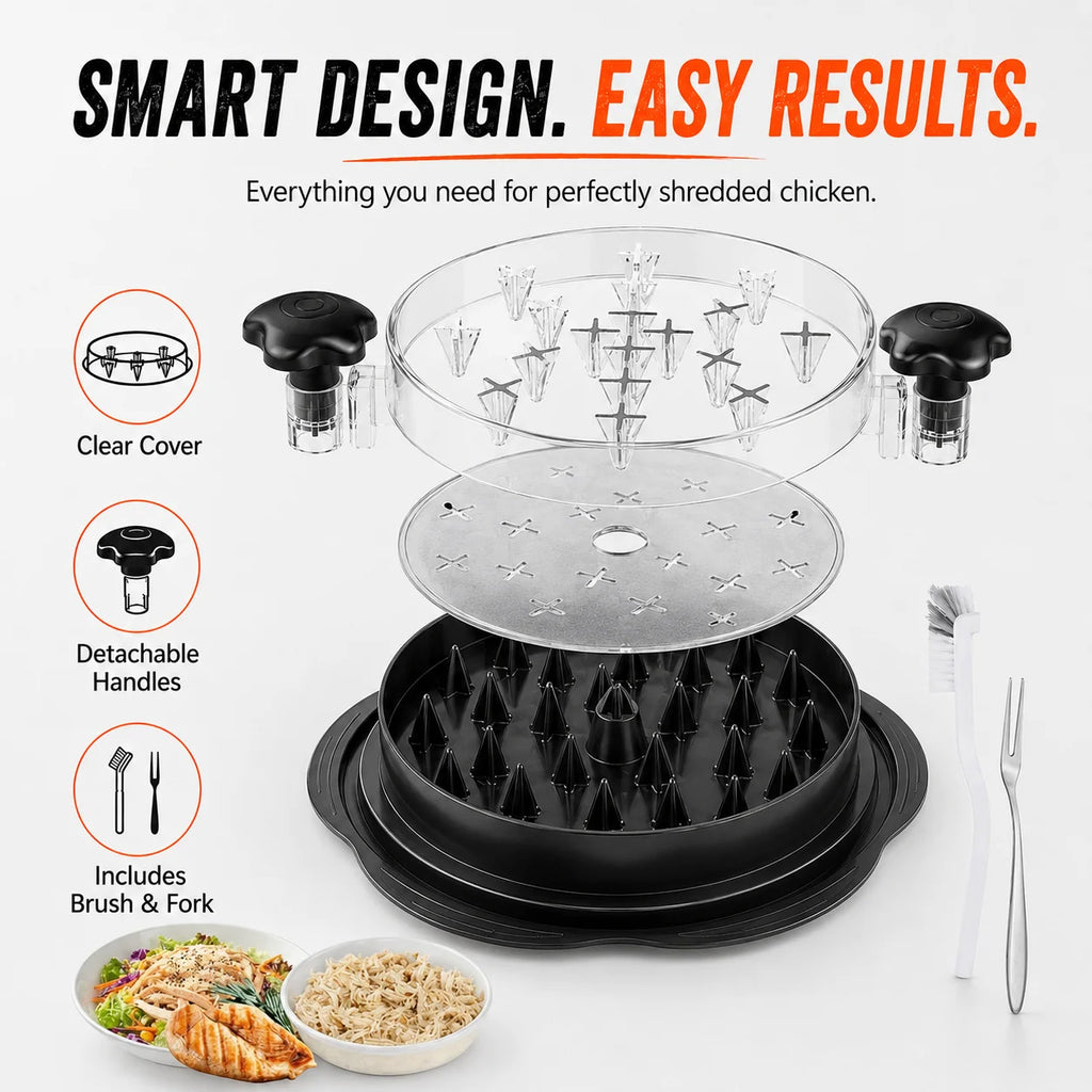 3-Piece Chicken Meat Shredder Set with Silicone Mat & Fork Meat Shredder Tool Axl