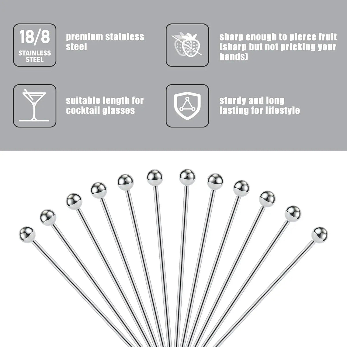 Stainless Steel Cocktail Picks – Martini & Fruit Picks 10/50/100 Pcs Cocktail Picks Axl
