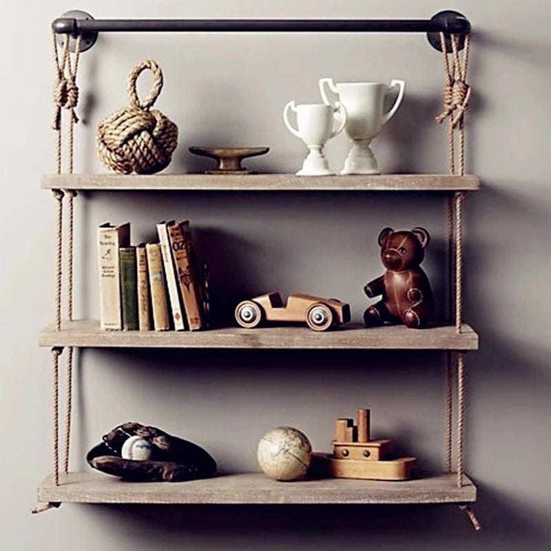 Solid Pine Wood 3-Tier Floating Wall Shelf – Modern Storage Floating Wall Shelf Axl