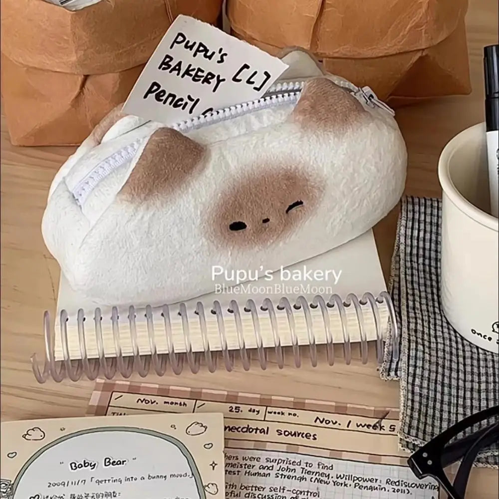 French Toast Plush Pencil Case – Large Capacity Pen Bag Plush Pencil Case Axl