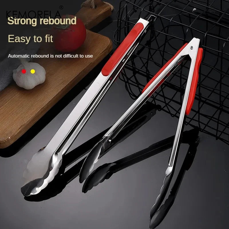 Silicone BBQ Tongs – Stainless Steel Kitchen Serving Clip Kitchen Serving Tongs Axl