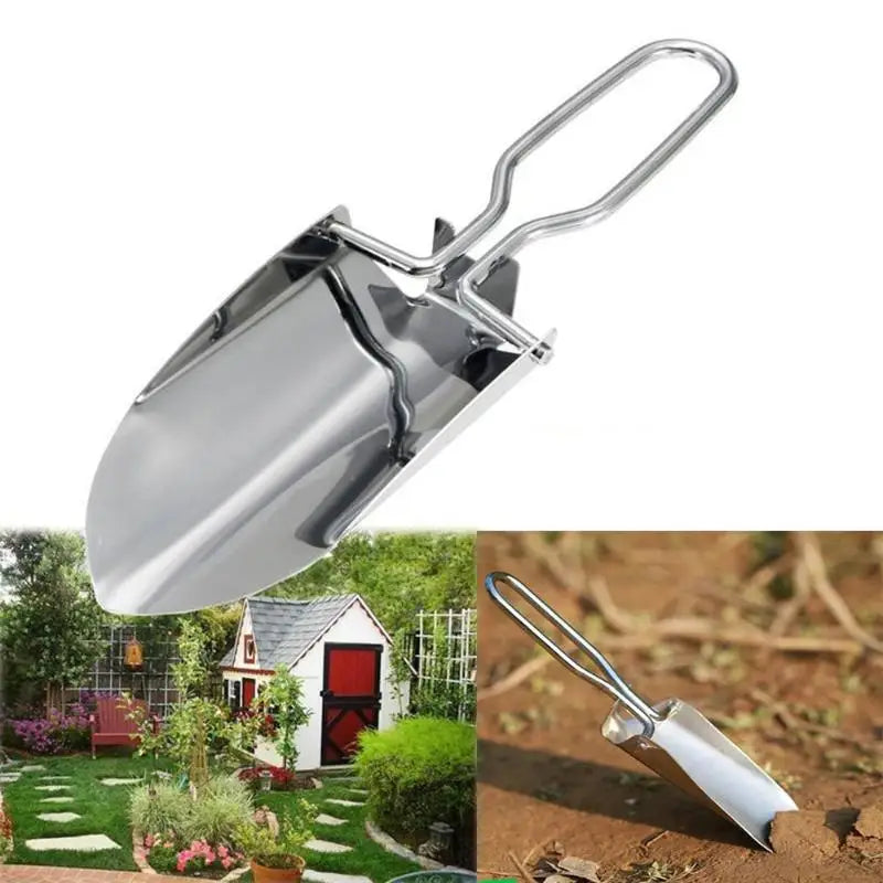 Folding Stainless Steel Garden Trowel – Portable Planting Tool Garden Hand Trowel Axl