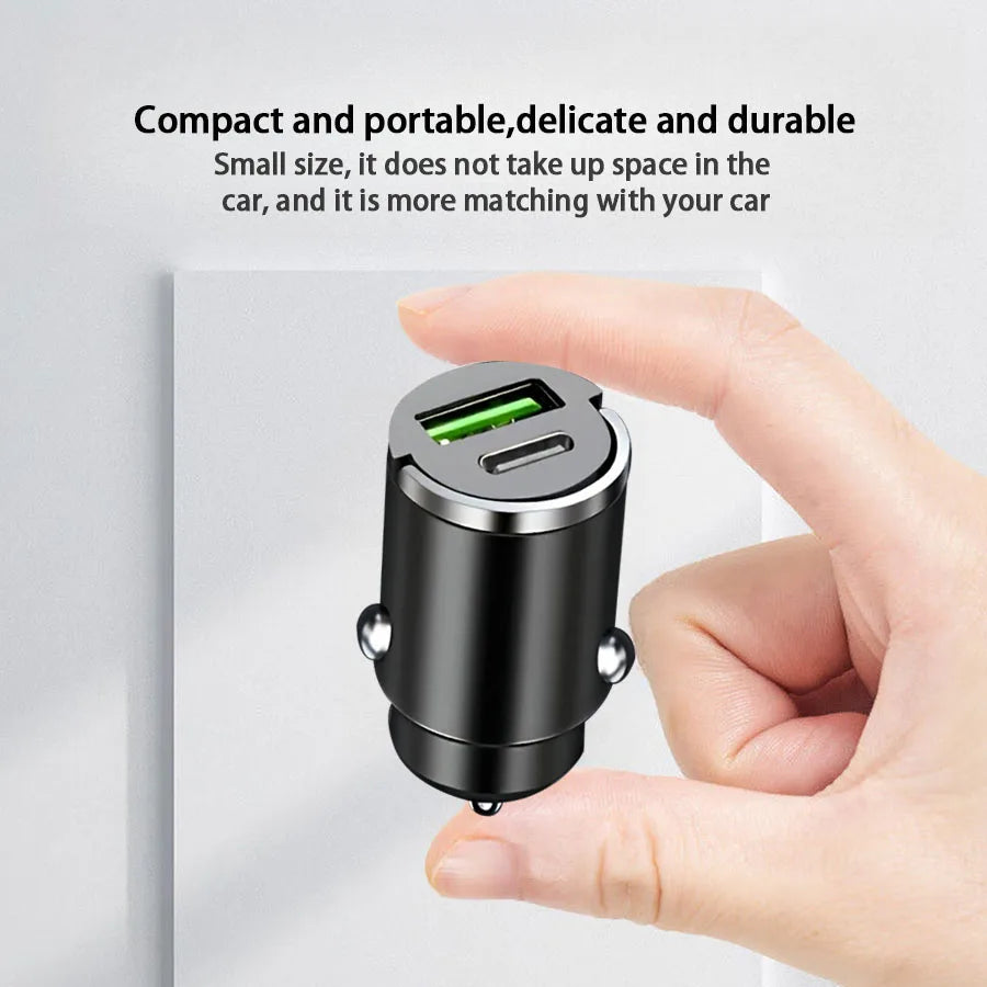 Mini Car Charger QC3.0 & PD USB-C Fast Charging | iPhone & Android Car Charger Adapter Axl