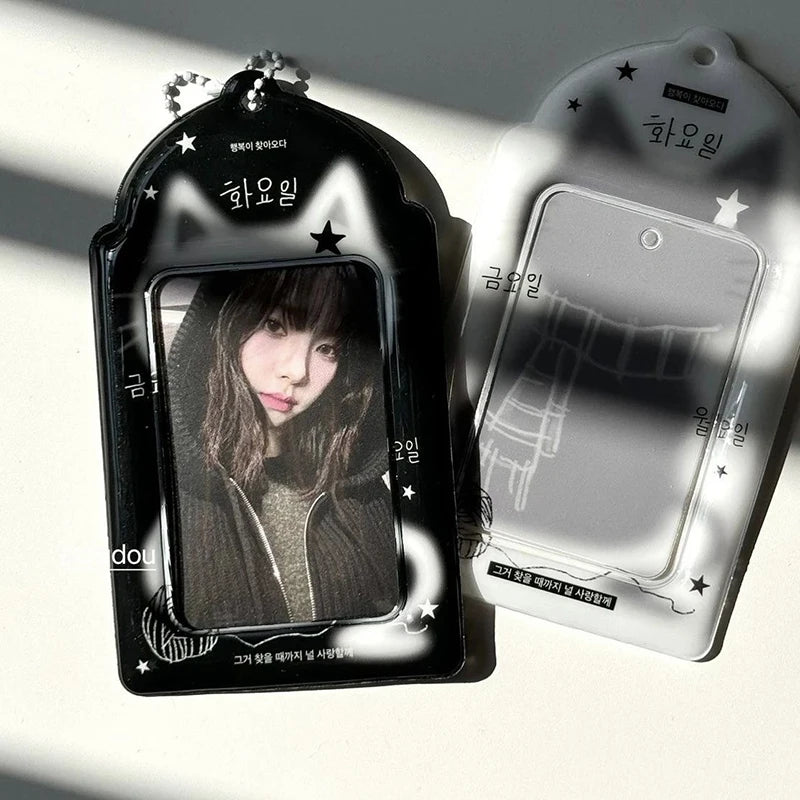 Kawaii Black Cat Photocard Holder Pendant | Card Sleeve Photocard Holder Pendant Axl