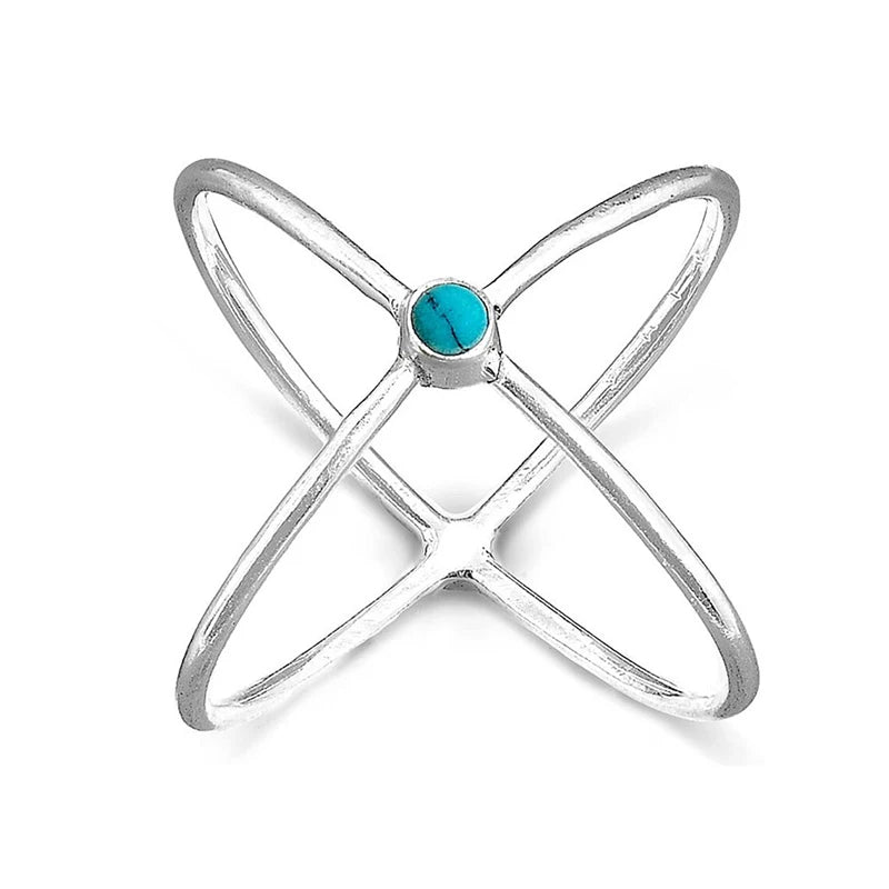 Huitan Bohemian Cross Ring Blue Imitation Turquoise | Sizes 5–14 Fashion Ring Axl T0151 10