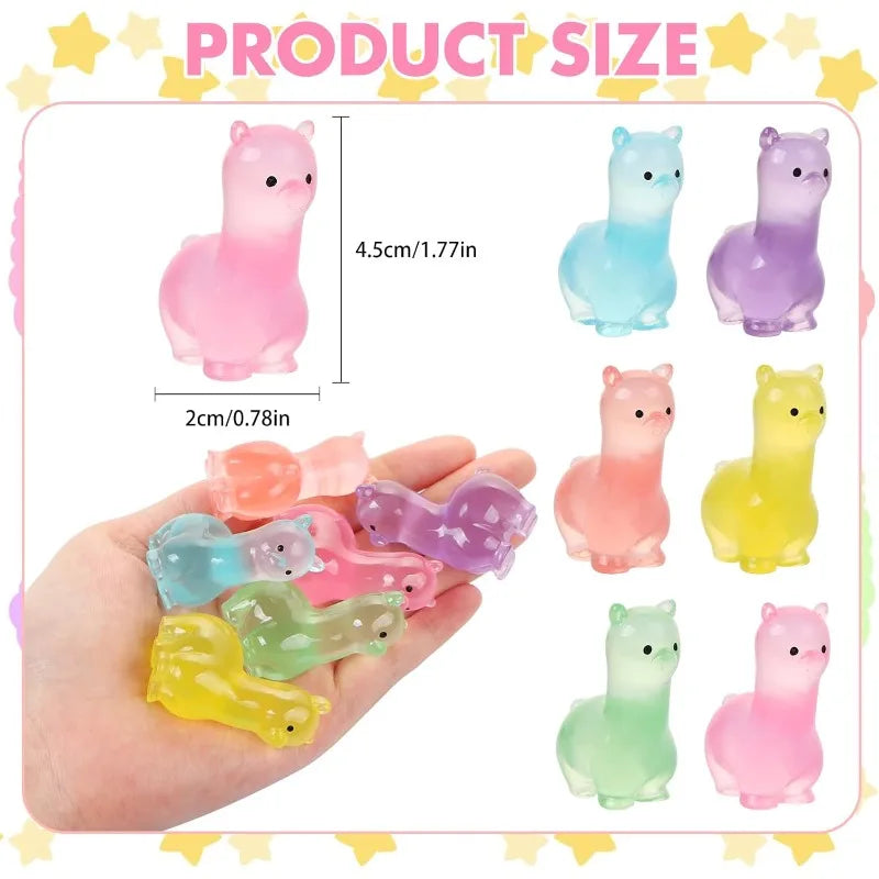 18-Piece Glow in the Dark Alpaca Resin Mini Figurines Set Mini Resin Figurines Axl
