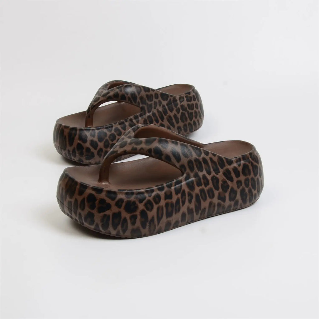 Women's Leopard Platform Slides – Chunky Sole Slippers | Lorilury Platform Slide Slippers Axl