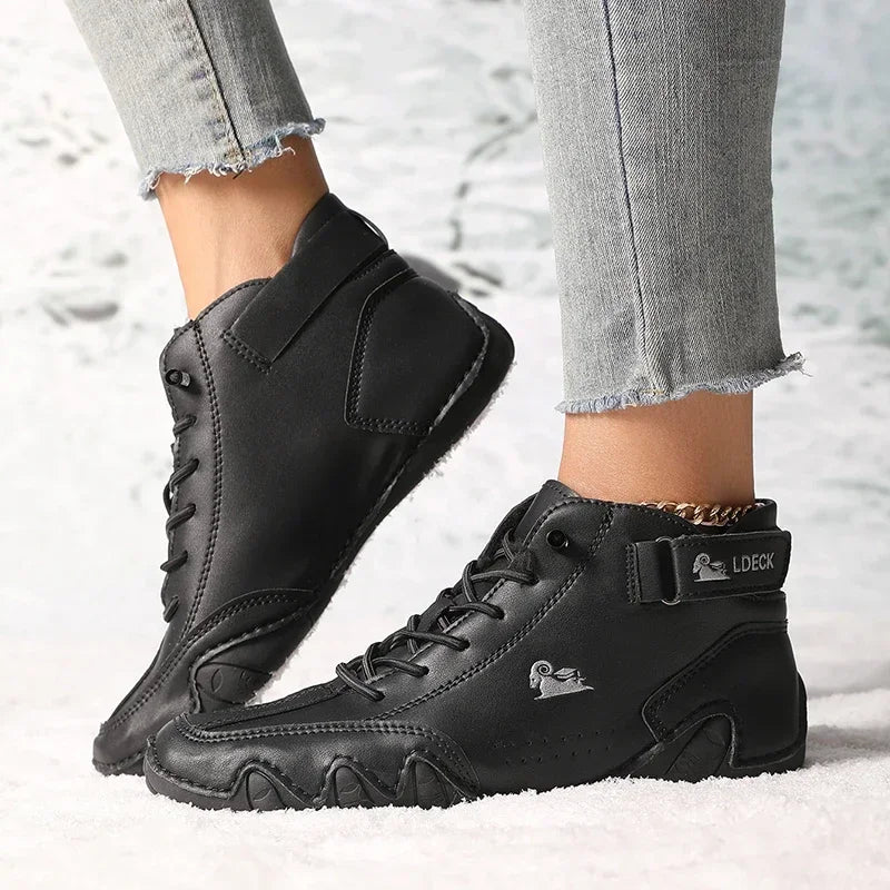 Women's Microfiber Ankle Boots – Breathable Lace-Up Flat Shoes Women's Ankle Boots Axl