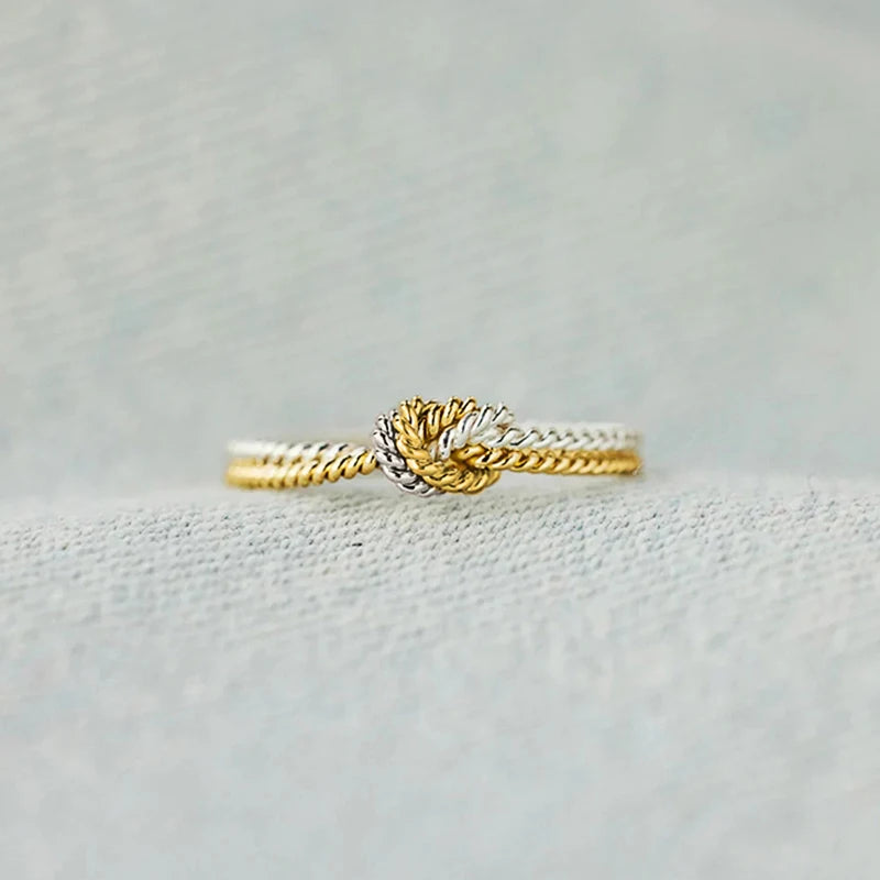 Huitan Two-Tone Brass Knot Ring – Women's Statement Ring Fashion Statement Ring Axl