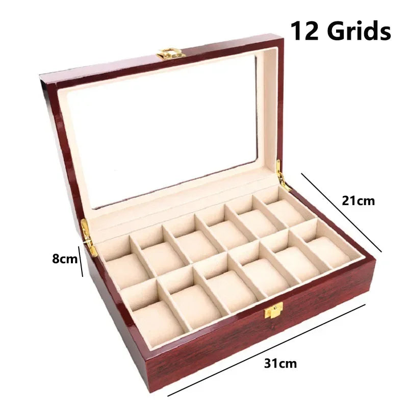 Wooden Watch Organizer Box – 2 to 12 Slot Eco-Friendly Case Watch Organizer Box Axl 12 Grids As whown
