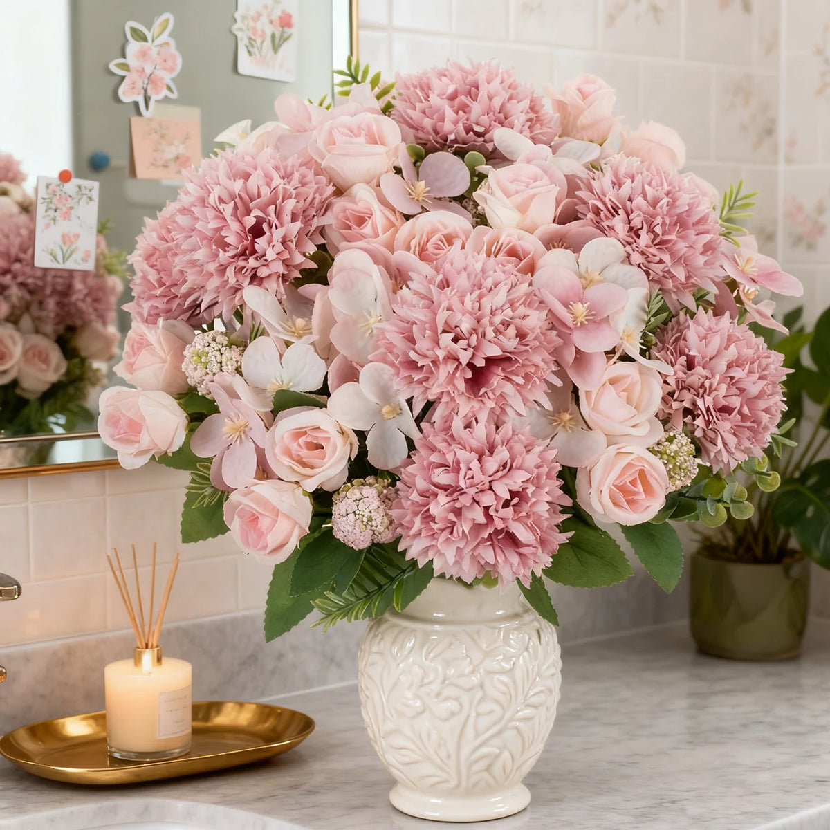 Silk Artificial Rose & Chrysanthemum Bouquet | Wedding Décor Artificial Flower Bouquet Axl