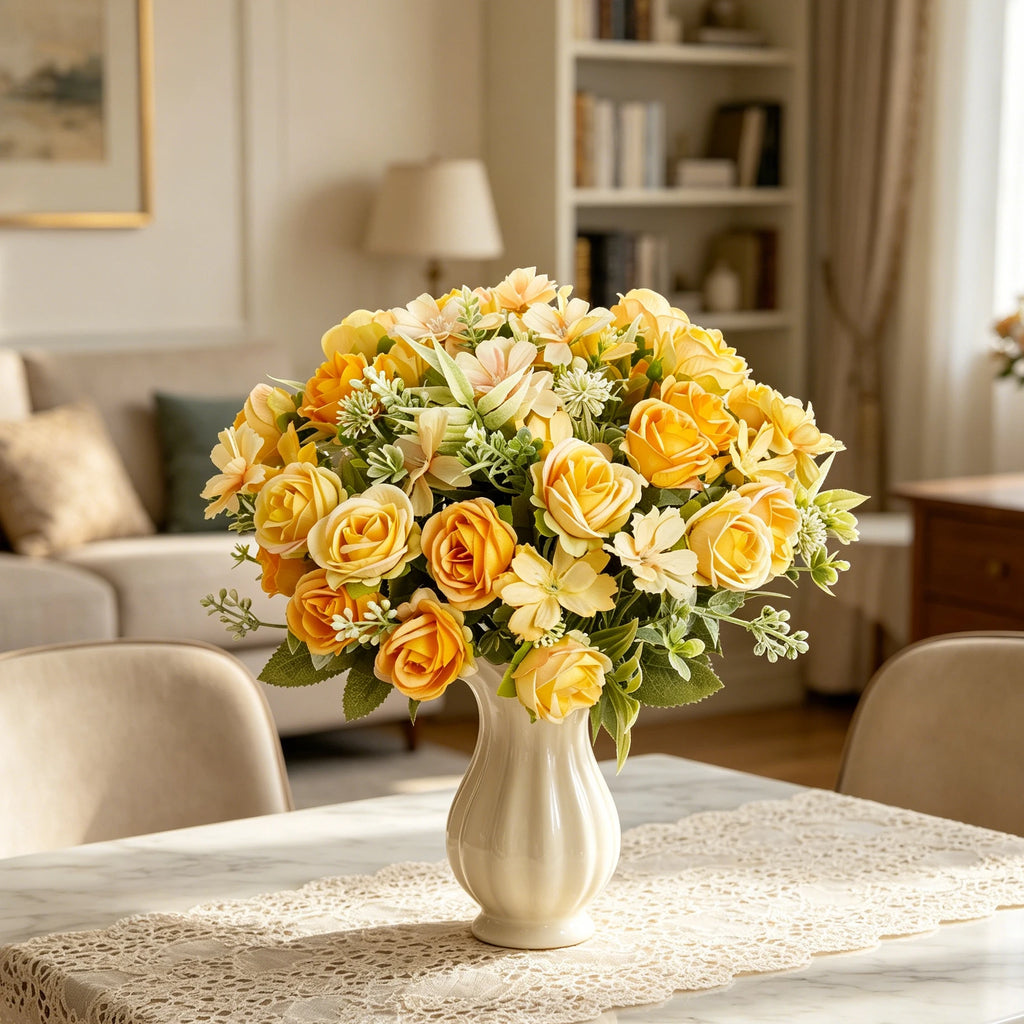 Silk Rose Artificial Flower Bouquet – Wedding & Home Decor Artificial Flower Bouquet Axl