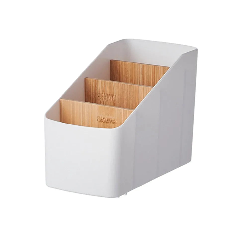 Wood Remote Control Organizer – Multipurpose Desktop Storage Box Desktop Storage Organizer Axl White