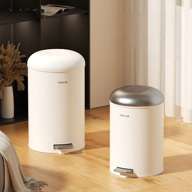 Pedal Trash Can with Lid – Round Metal Bin 10L & 15L Pedal Trash Can Axl