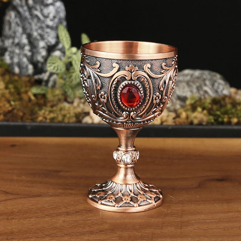 Embossed Metal Chalice Goblet – Vintage Wine & Bar Cup Metal Chalice Goblet Axl A9