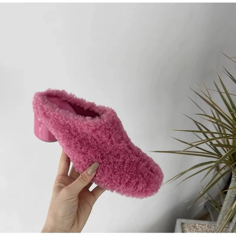 Women's Velvet Platform Slippers – Warm Non-Slip Winter Shoes Women's Slippers Axl