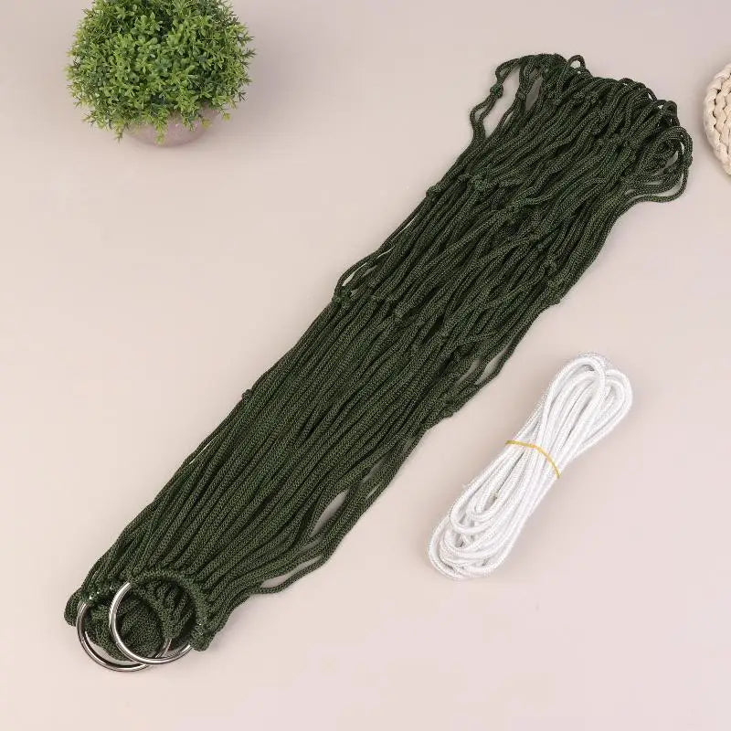 Single Nylon Mesh Camping Hammock – Lightweight Hanging Swing Camping Hammock Axl Army green