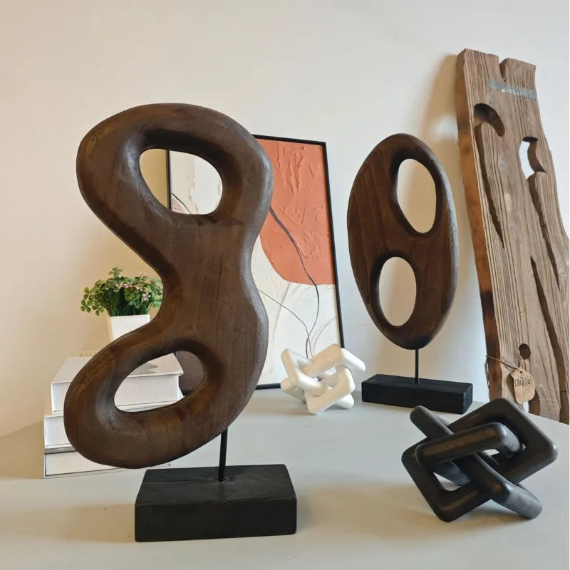 Solid Wood Figurines – Modern Minimalist Desktop Ornaments Wood Figurines Axl