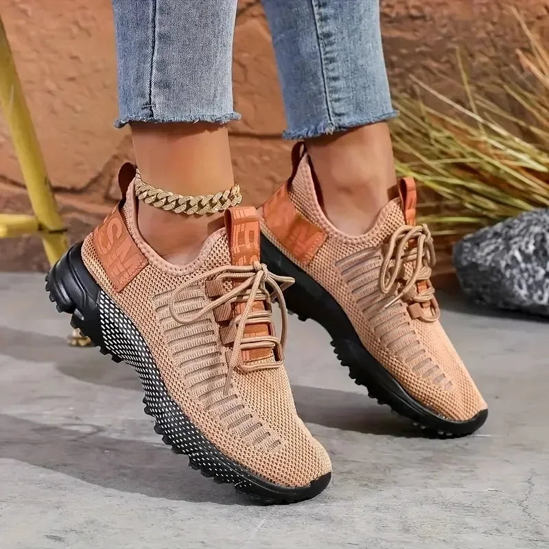 AZGB Women's Breathable Knit Sneakers – Lace-Up Walking Shoes Women's Sneakers Axl