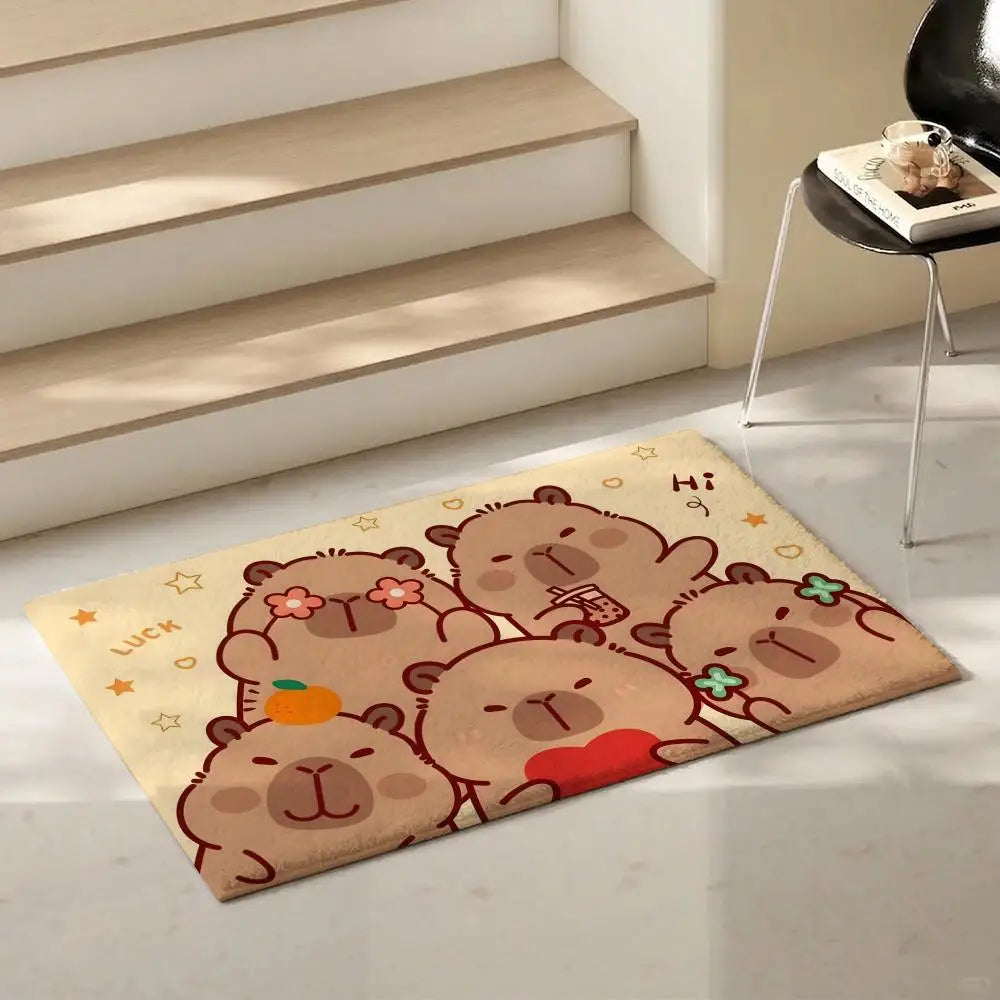 Capybara Flannel Floor Mat – Non-Slip Soft Indoor Rug Flannel Floor Mat Axl