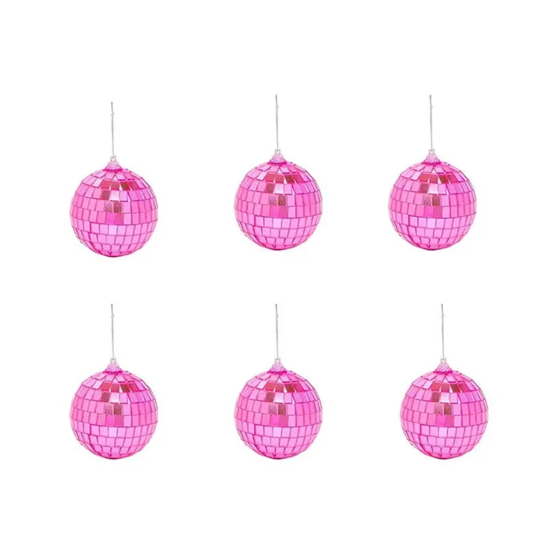 Pink Glass Disco Mirror Ball Ornaments 3/4/5cm | Christmas Décor Christmas Ornaments Axl 6pcs 5cm