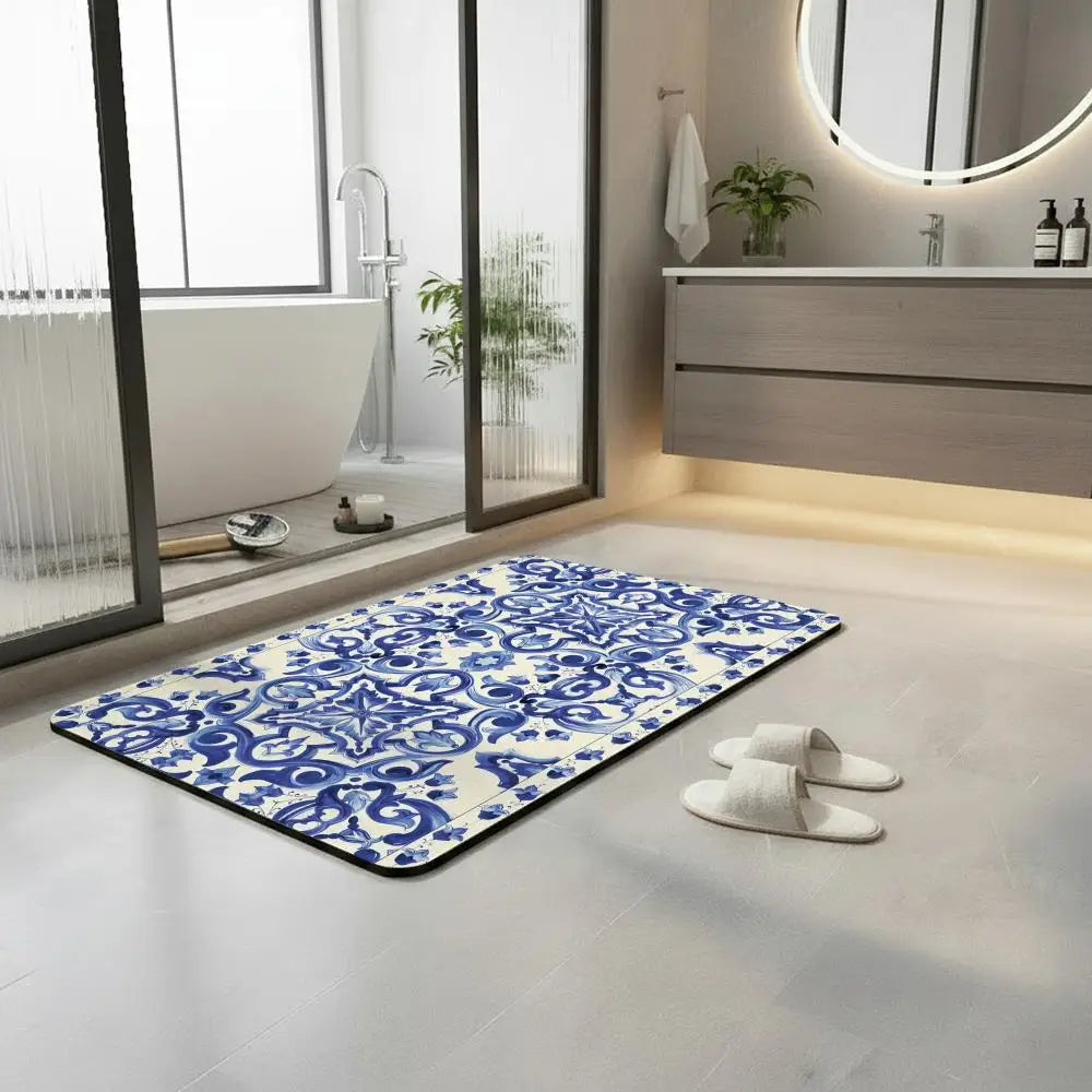 Moroccan Tile Diatomite Bath Mat – Quick Dry & Non-Slip Diatomite Bath Mat Axl