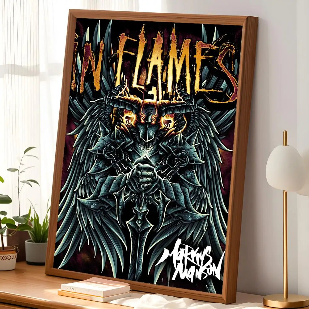 In Flames Band Poster – Self-Stick HD Waterproof Wall Art Music Wall Poster Axl