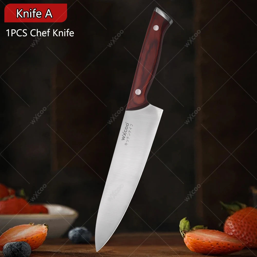 WXCOO Japanese Santoku Knife | Wooden Handle Kitchen Knife Kitchen Knife Axl Knife A