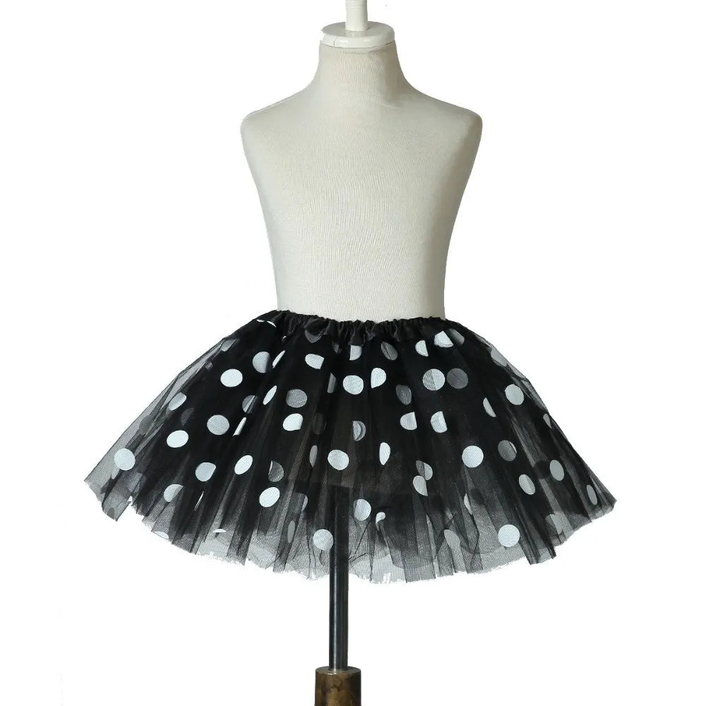 Polka Dot Tutu Skirt – Puffy Layered Tulle Pettiskirt Women Tulle Tutu Skirt Axl Black One Size