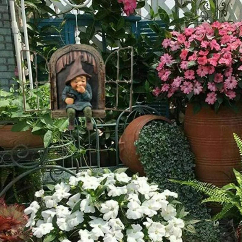 Naughty Garden Gnome Statue – Elf Tree Hugger Yard Decor Garden Gnome Statue Axl