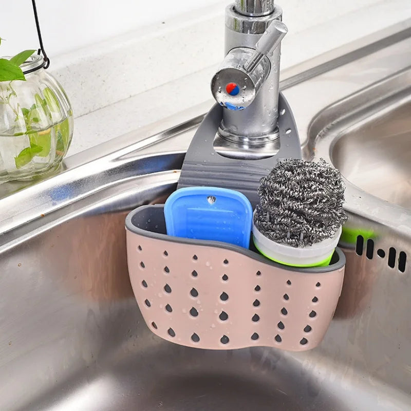 Snap-On Sink Draining Hanging Bag – Kitchen Sponge Holder Sink Sponge Holder Axl