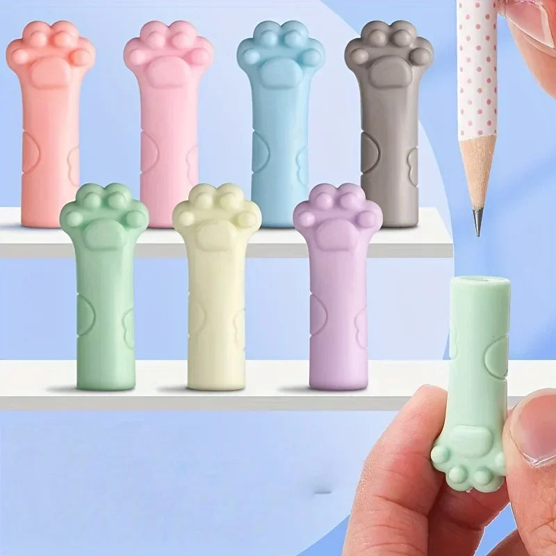 Cat Paw Eraser Set with Writing Stand – 30/50 Pcs Pencil Caps Novelty Eraser Set Axl