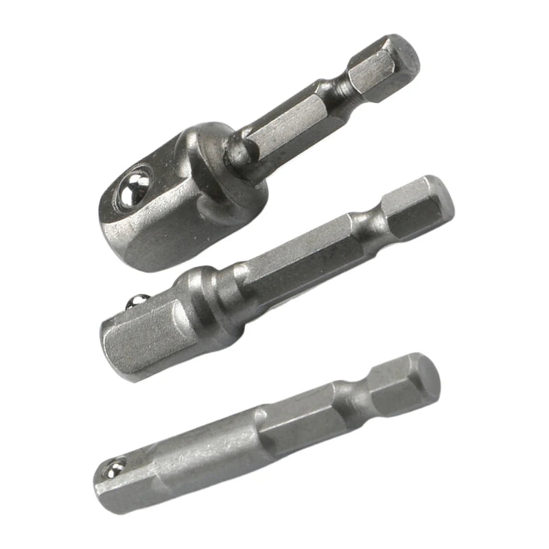 3-Piece Drill Socket Adapter Set – 1/4, 3/8 & 1/2 Hex Shank Drill Socket Adapter Axl