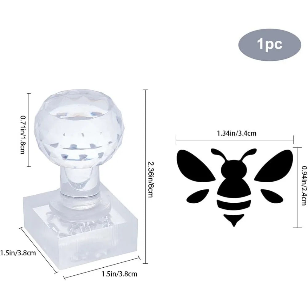 Bee Soap Stamp with Handle – 1.3" Acrylic DIY Imprint Tool Craft Soap Stamp Axl AECH04-00803