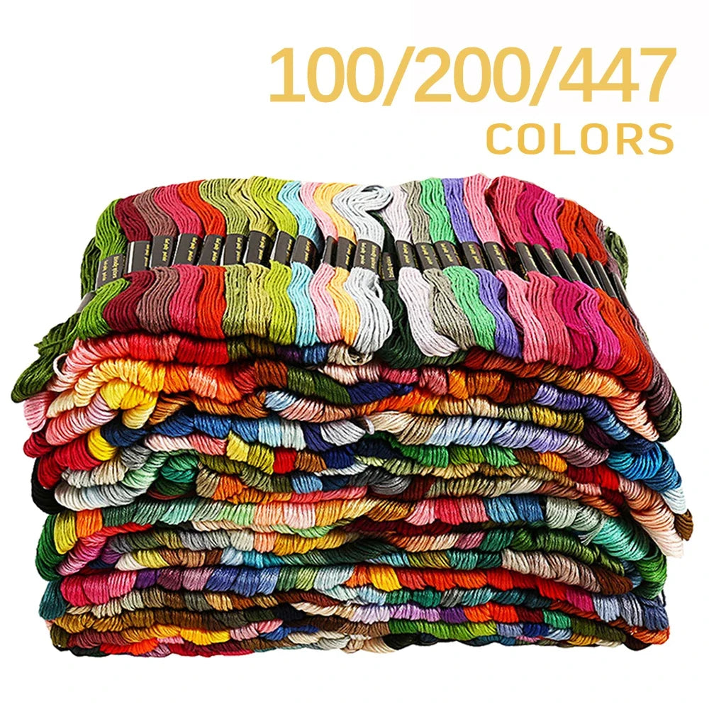 Mixed Color Embroidery Thread Kit – 100/200/447 Cotton Skeins Embroidery Floss Kit Axl