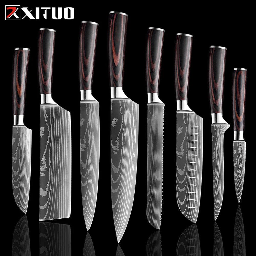 XITUO Damascus Chef Knife Set 1–10 Pcs | Ultra-Sharp Kitchen Knives