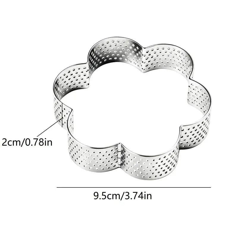 Flower Perforated Stainless Steel Tart Ring Baking Mold Tart Ring Mold Axl