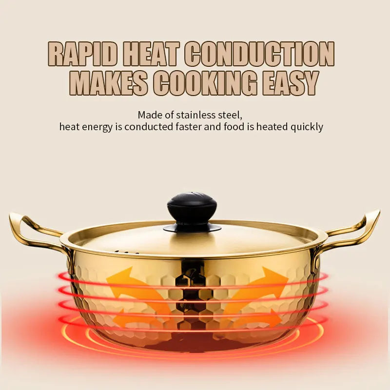 3-Piece Korean Ramen Pot Set – Stainless Steel with Lids Cookware Pot Set Axl