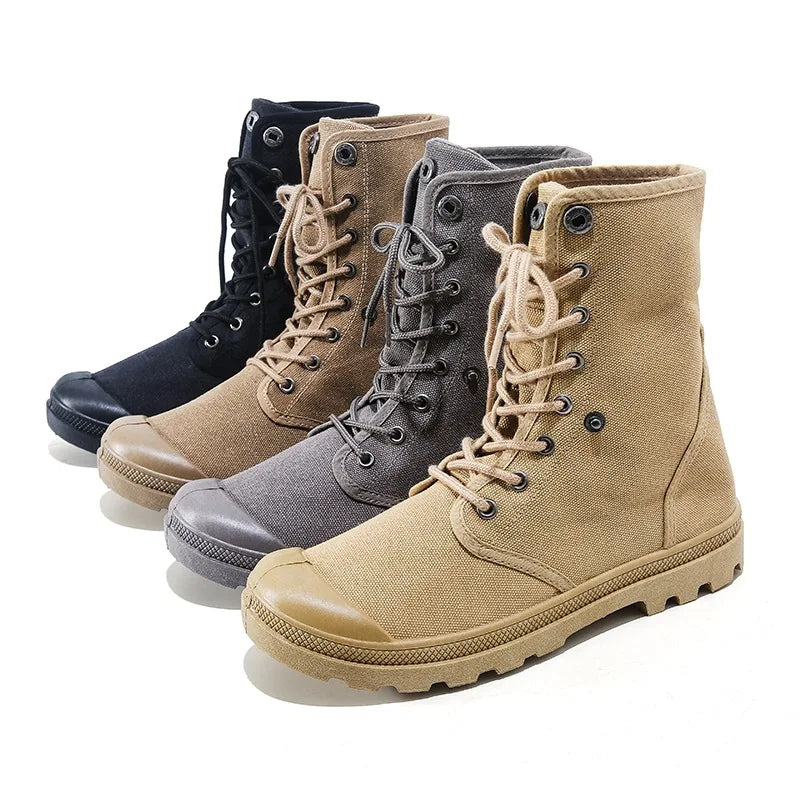 Men's High Top Canvas Tactical Hiking Boots | Non-Slip Trekking Tactical Hiking Boots Axl