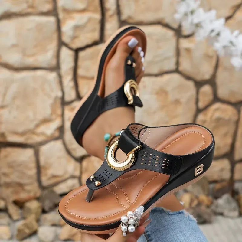 Women's Roman Wedge Platform Slides | Plus Size 35–43 Summer Wedge Platform Slides Axl 39 black